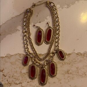 Park Lane Gold Necklace with Red Accents
